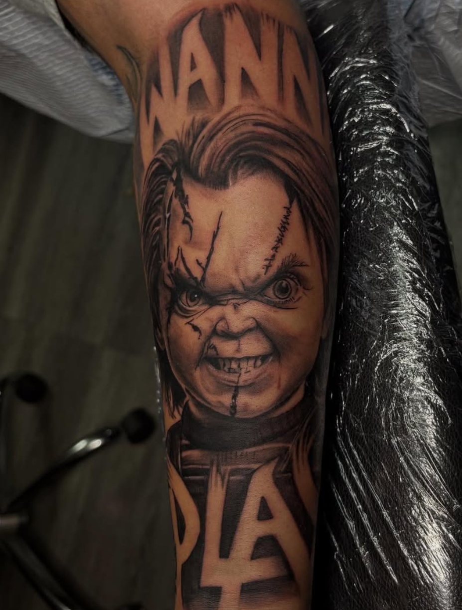 Detailed black and gray portrait tattoo by a Final Touch Tattoo artist in San Antonio