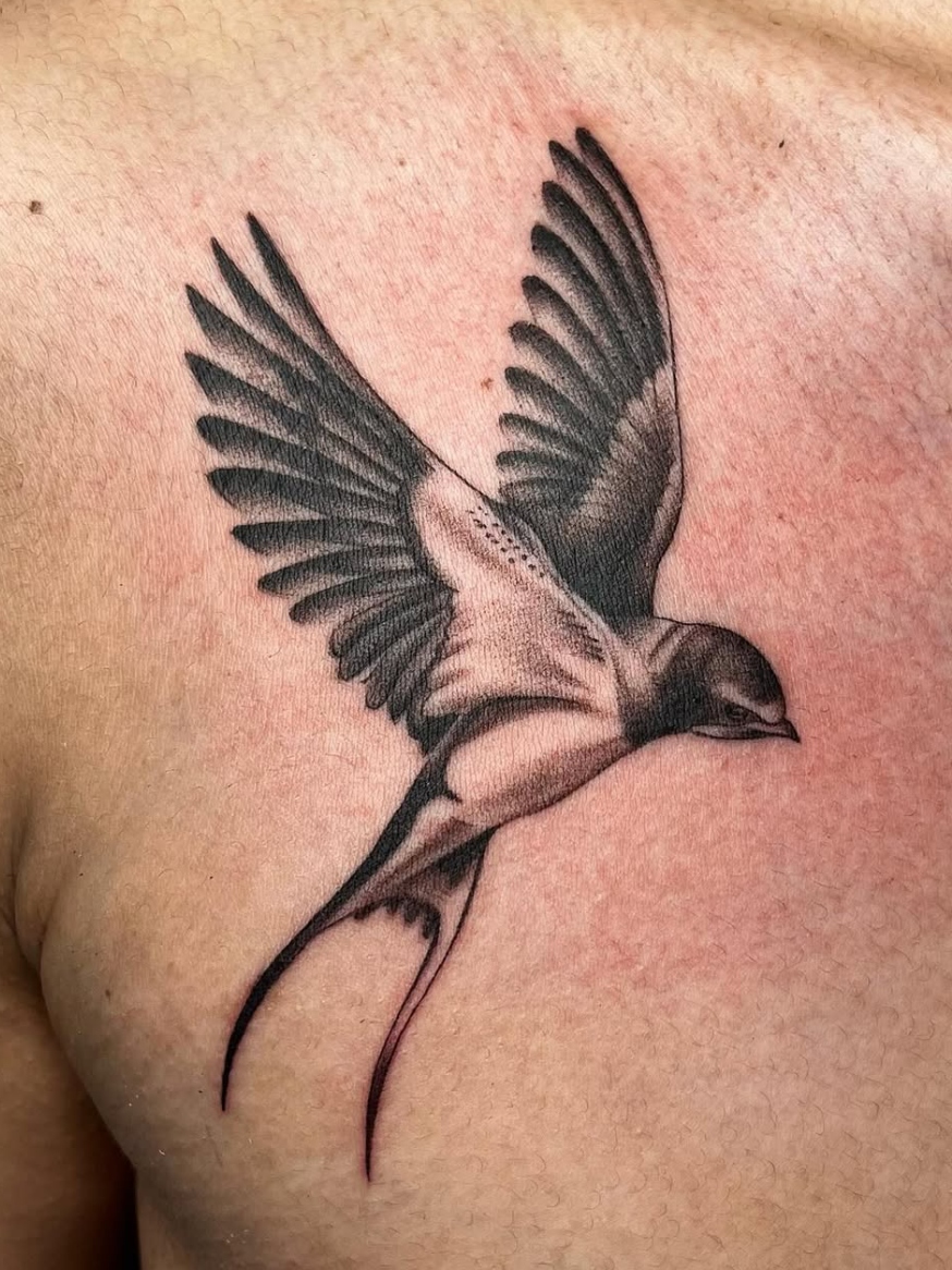 Freshly finished black and gray tattoo ready for aftercare at Final Touch Tattoo San Antonio