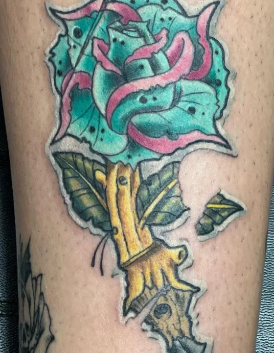 Neo-traditional rose and pencil by Canada