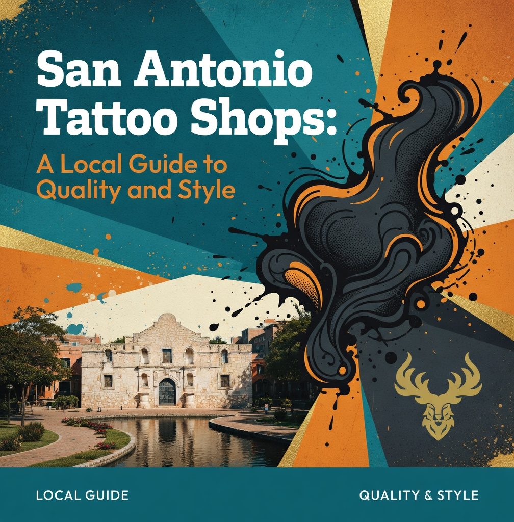 San Antonio Tattoo Shops: A Local Guide to Quality and Style, illustrated with the Alamo and a splash of tattoo ink